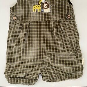 Plaid Baby Romper with Animal Patch